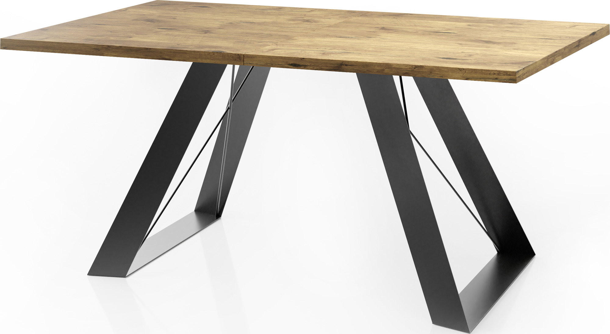 ESSTISCH Colter rechteckig ausziehbar, Lancelot Eiche 160-260/90/76 cm - Eichefarben/Schwarz, Holzwerkstoff/Metall (90/260/76cm) - WFL GROUP