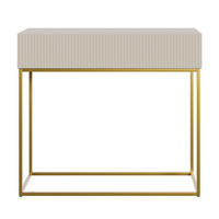KONSOLENTISCH Veldio Graubeige mit goldenen Beinen 90 cm - Greige/Goldfarben, Holzwerkstoff/Metall (35.6/90/79cm) - Selsey
