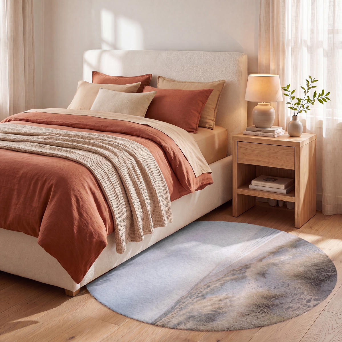 KOBERCE - Duny - Pláž - Béžová - 120x120 cm - piesková, textil/plast (120/0.4cm) - OnlyWow