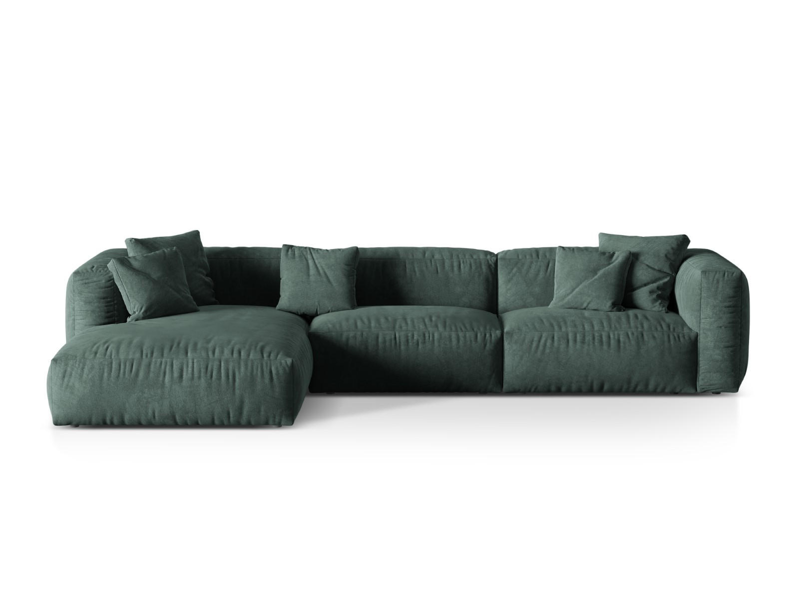ECKSOFA modular links Martina aus Samt petrol 3 Sitzplätze - Salbeigrün, Textil (176/332cm) - Micadoni