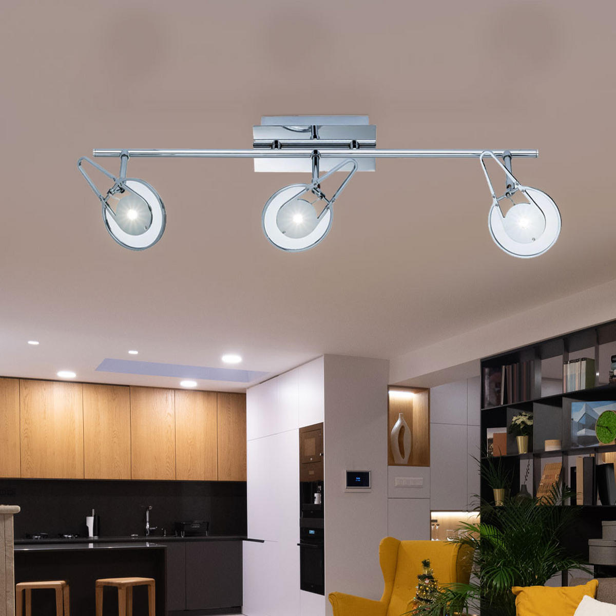 LED DECKENLEUCHTE Metall Chrom Silber - Silberfarben, Metall (66/21/21cm) - Wofi