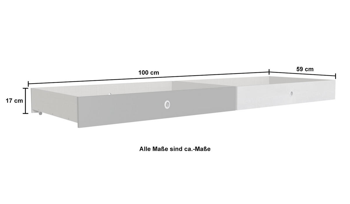 BETTSCHUBLADE graphit / Beton Lichtgrau 100 / 59 / 17cm (2er-Set) - Hellgrau/Graphitfarben, Holz/Holzwerkstoff - Wimex