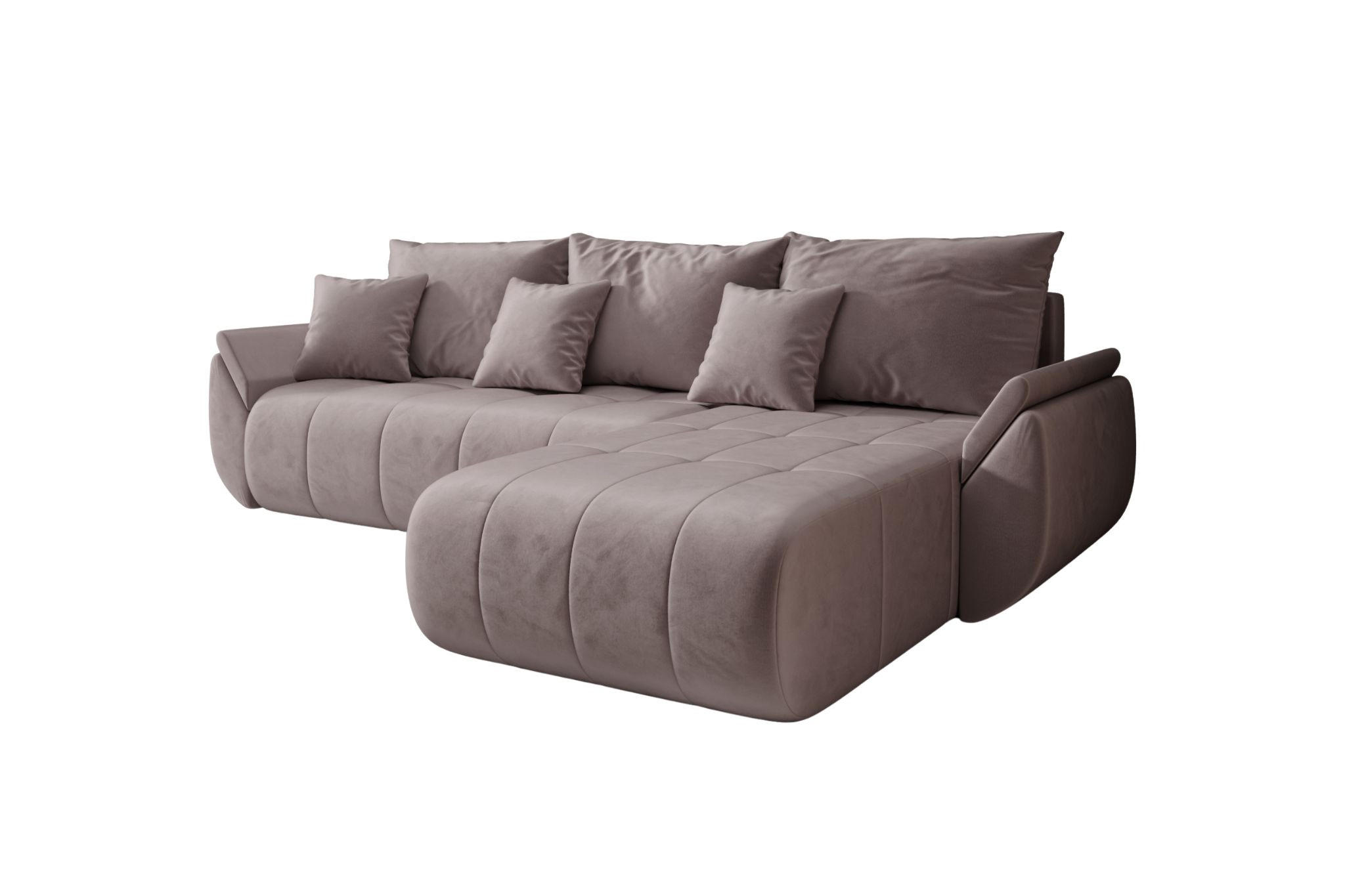 ECKSOFA Mit Schlaffunktion Und Bettkasten TOKYO, Stoff MONOLITH, Lila, Rechts - Lila, Holz (280/190cm) - Kaiser Möbel