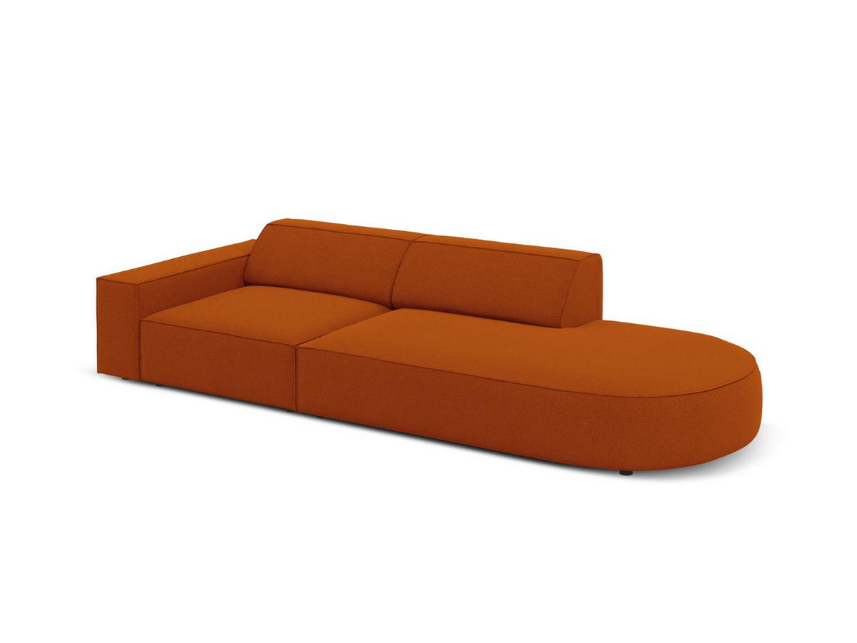 RECHTES-SOFA Jodie aus strukturiertem Stoff terrakotta 3 Sitzplätze - Terra cotta, Textil (102/70/262cm) - Micadoni
