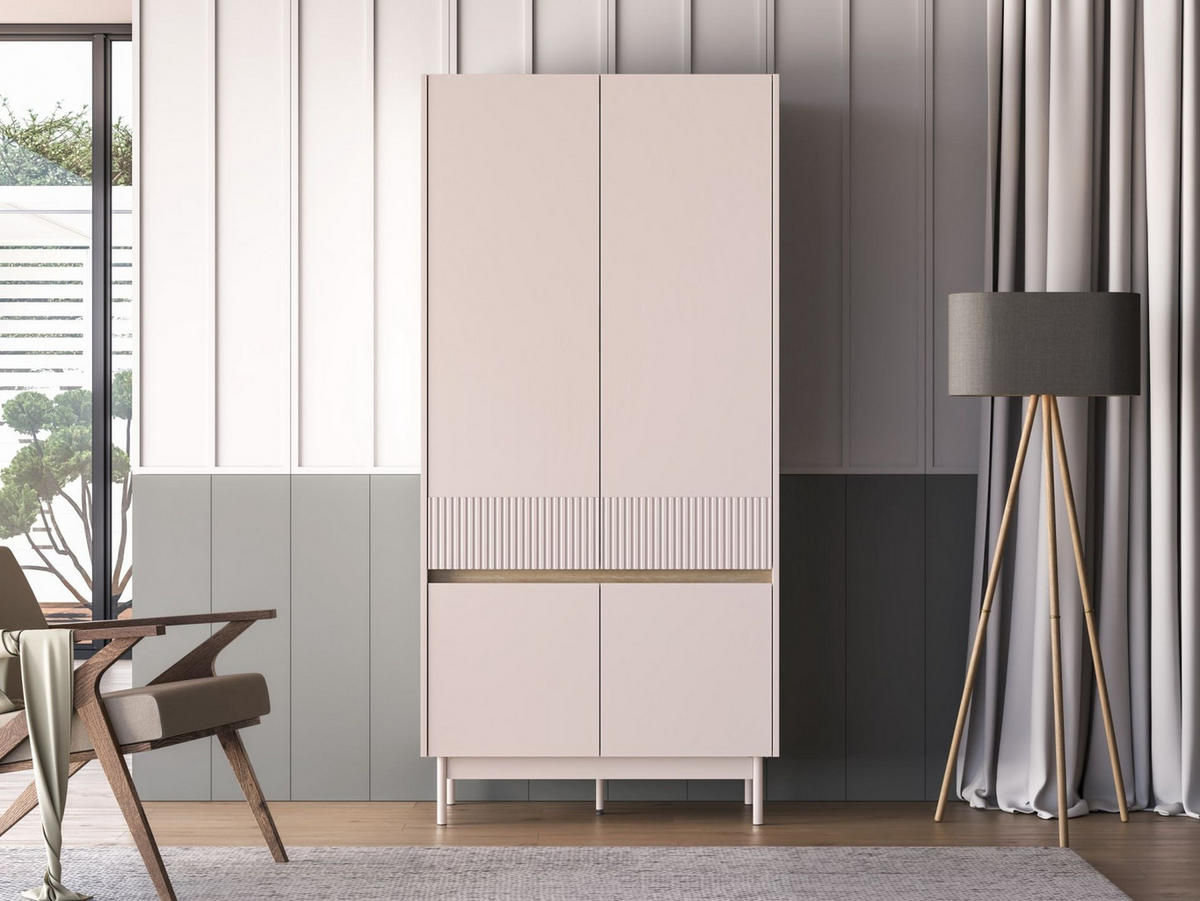 KLEIDERSCHRANK Dunea Kaschmirgrau/Eichenholzoptik 92 cm - Taupe/Beige, Holzwerkstoff (92/193/53cm) - Selsey