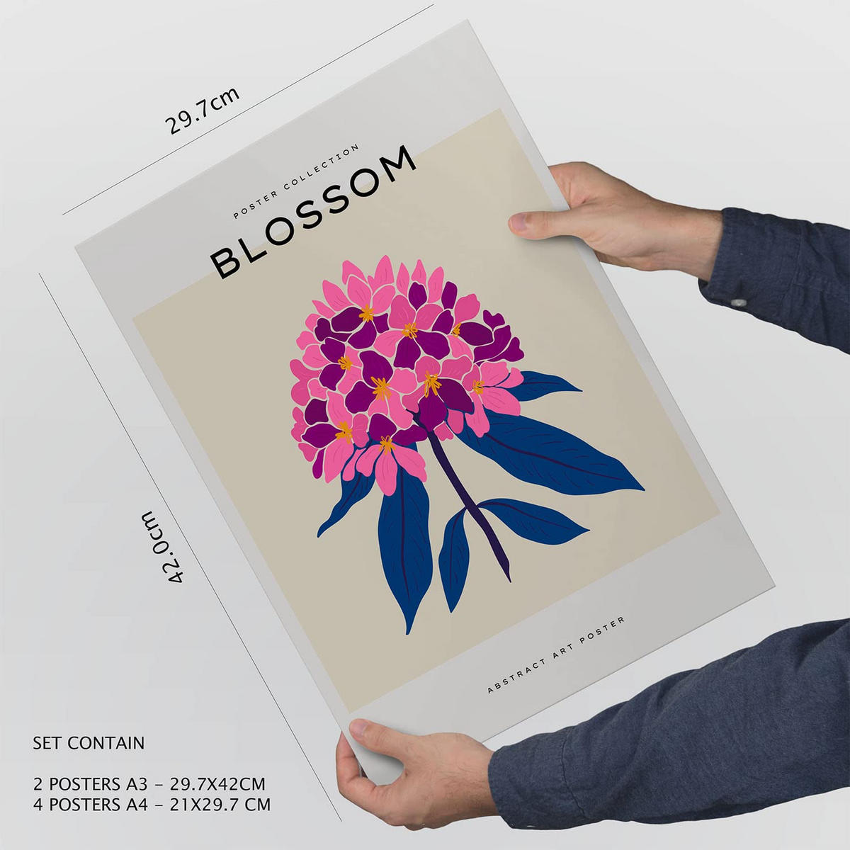 POSTER Set Mit 6 Blumen Süße Natur Und Botanikdrucke Für Innenarchitektur A3 & A4 Weißer Rahmen - Weiß, Papier (29/3cm) - Nacnic