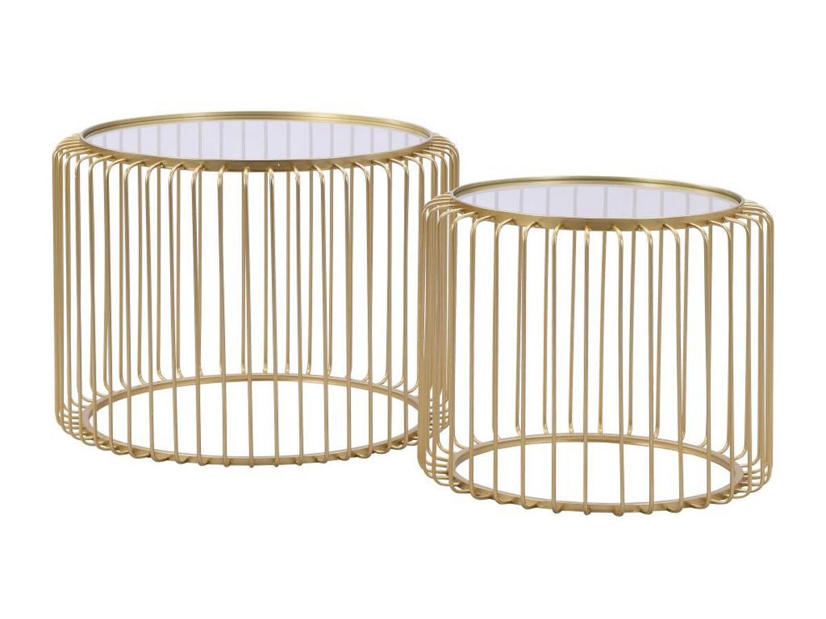 COUCHTISCH 2er-Set - Metall & Glas - Goldfarben - FERIDA - Goldfarben, Glas (68/68/49cm) - Vente-Unique