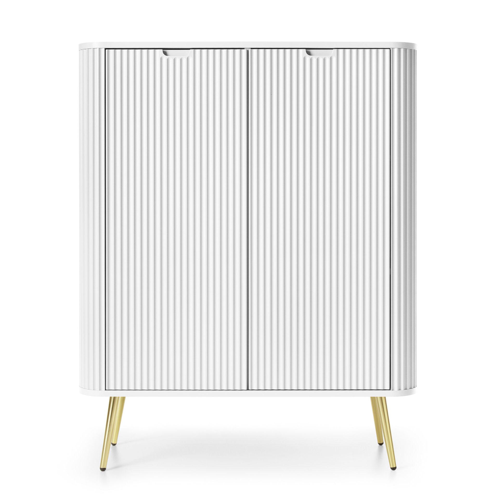HIGHBOARD Zova Weiß 103 cm - Goldfarben/Weiß, Holzwerkstoff/Metall (103/129/39cm) - Selsey