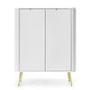 HIGHBOARD Zova Weiß 103 cm - Goldfarben/Weiß, Holzwerkstoff/Metall (103/129/39cm) - Selsey
