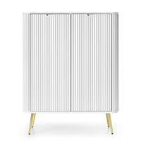 HIGHBOARD Zova Weiß 103 cm - Goldfarben/Weiß, Holzwerkstoff/Metall (103/129/39cm) - Selsey