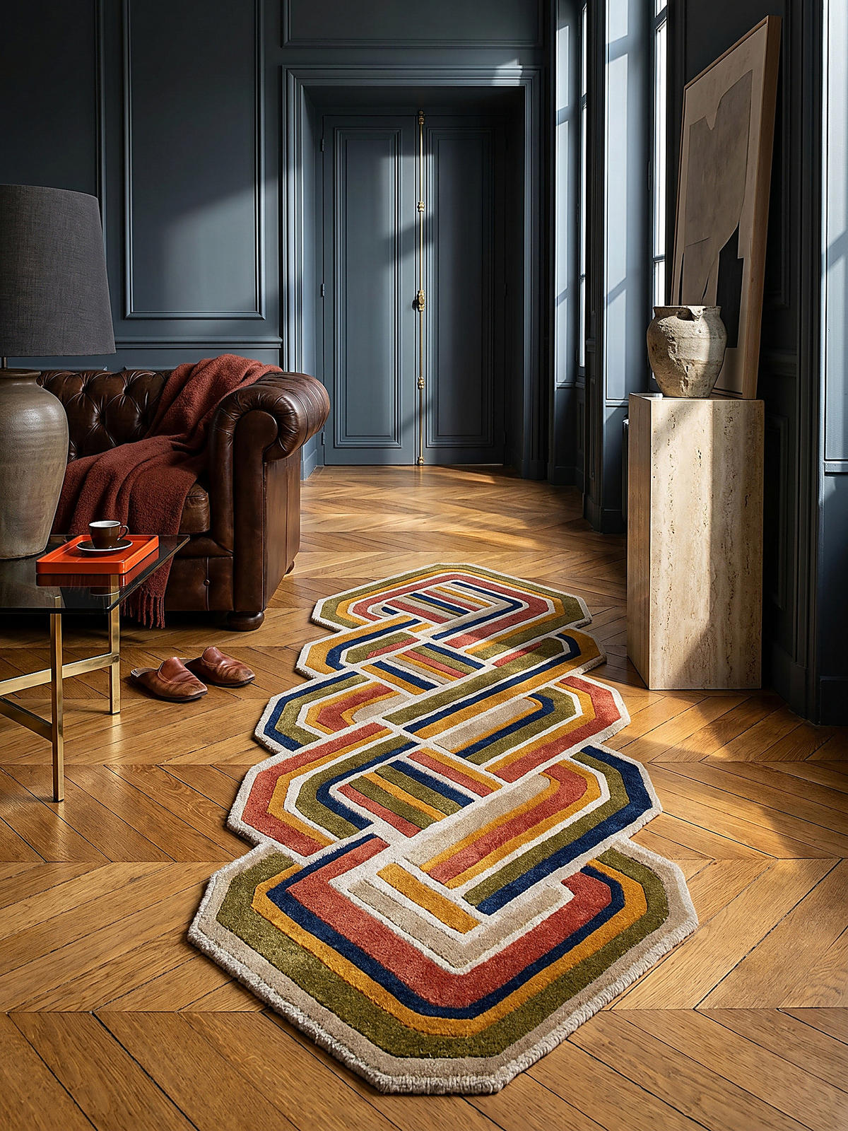 TEPPICH aus Wolle SOAR in Terrakotta, geometrisch, 80 x 300 cm - Rot, Textil (80/300cm) - KADIMA DESIGN