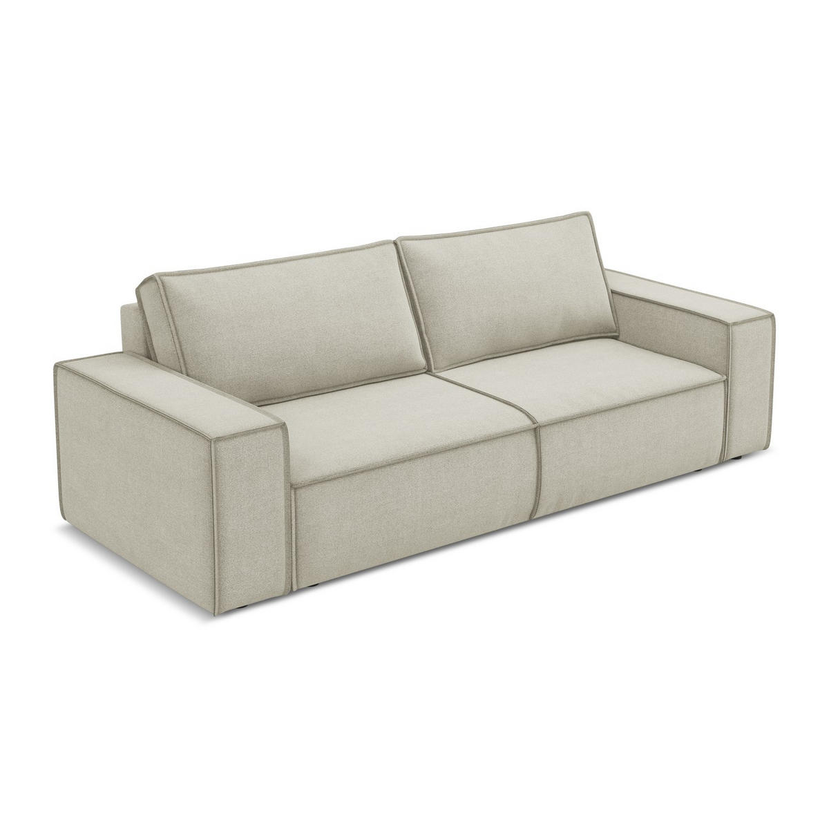 3-SITZER SOFA mit Schlaffunktion Strukturstoff Stoff Beige - Beige/Creme, Kunststoff/Textil (255/85/105cm) - LaMiaSofa