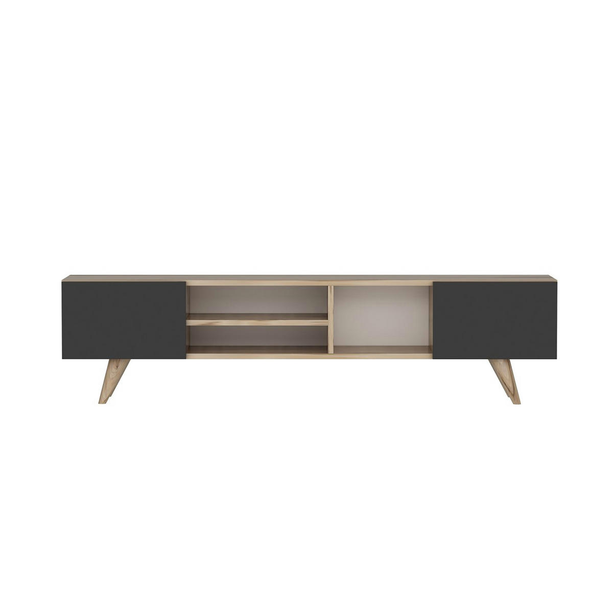 LOWBOARD Assens - Eichefarben/Schwarz, Holzwerkstoff/Kunststoff (160/40/31cm) - [en.casa]