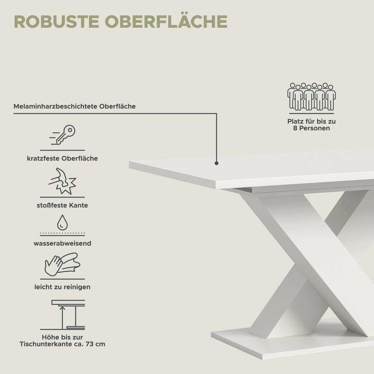 ESSTISCH MOTION (B/H/T: ca. 150/76/90 cm) in Weiß/weiß - Weiß, Holzwerkstoff (90/150/76cm)