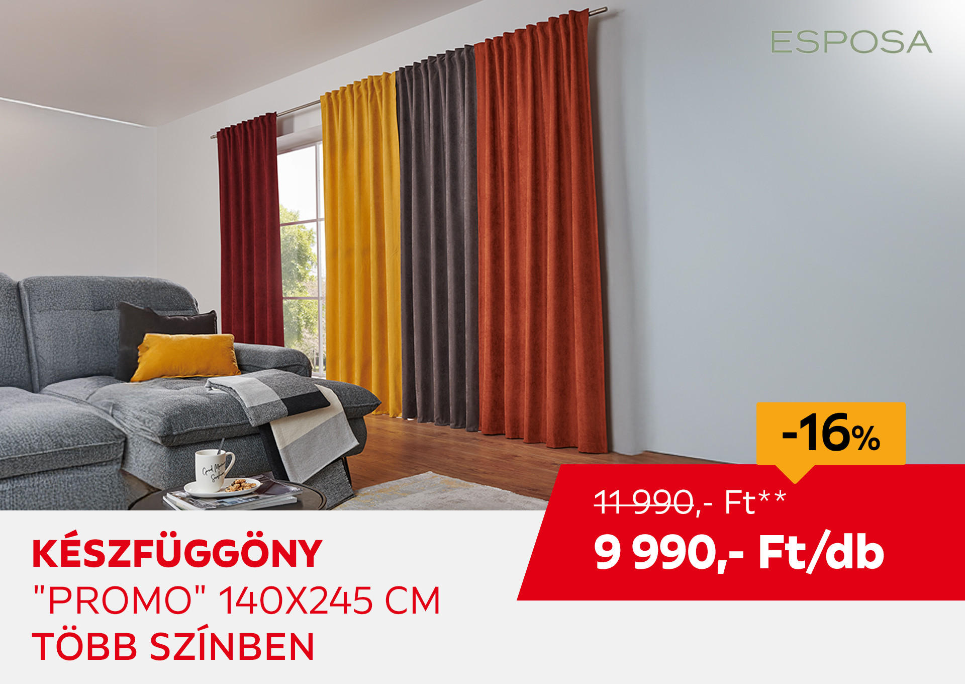 KÉSZFÜGGÖNY "PROMO" 140X245 CM Kiemelt termék 11990 Ft.- helyett 9990 Ft.-