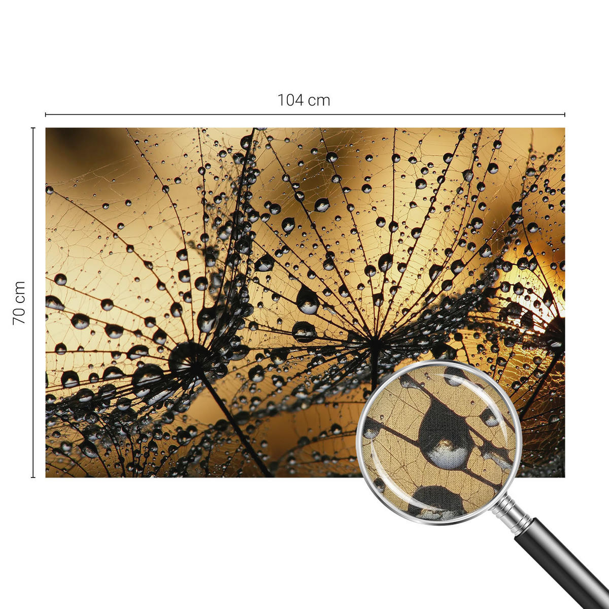 FOTOTAPETE 104x70 cm - Zarte Tropfen - Weiß, Textil (104/70cm) - Wallfluent