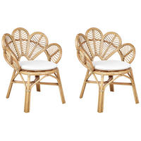 RATTANSTUHL 2er-Set natürlich Pfauform Florentine II - Naturfarben, Naturmaterialien (74/88/61cm) - Beliani