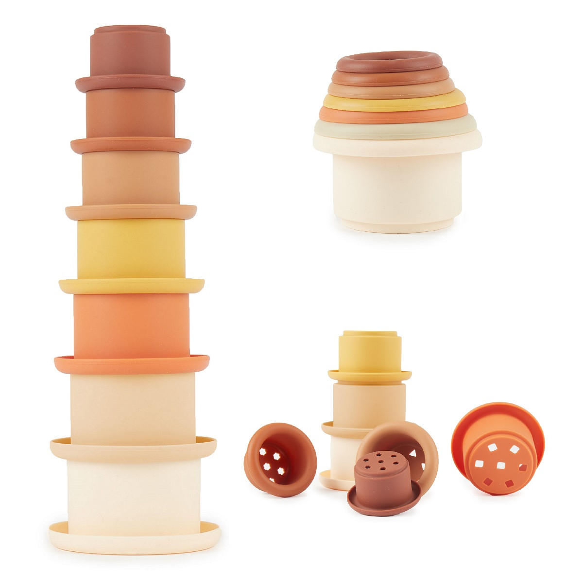 STAPELBECHER Stapelturm Silikon - ab 6 M - Dunkelorange, Kunststoff (80/75cm) - Bieco Spielwaren