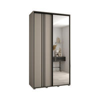 SCHWEBETÜRENSCHRANK 235,2/130/60 2-türig - Kaschmir/Schwarz, Holz/Metall (130/235.2/60cm) - MÖBEL KRYSPOL