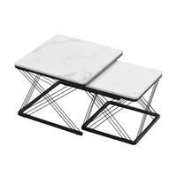 COUCHTISCH 2er-set Schwarz und Weiß - Weiß, Holzwerkstoff/Metall (60/60/45cm) - Urban Meuble