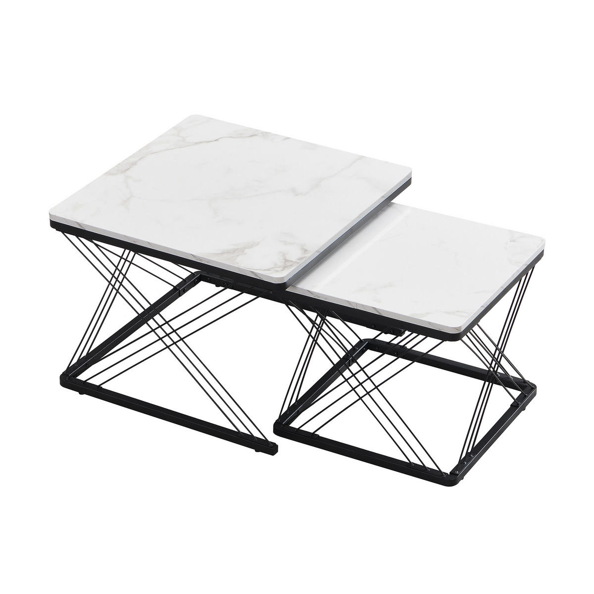 COUCHTISCH 2er-set Schwarz und Weiß - Weiß, Holzwerkstoff/Metall (60/60/45cm) - Urban Meuble