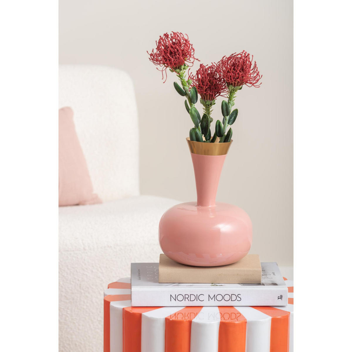 VASE Yara Rosa 17/17/24 cm - Pink, Metall (24cm) - Present Time