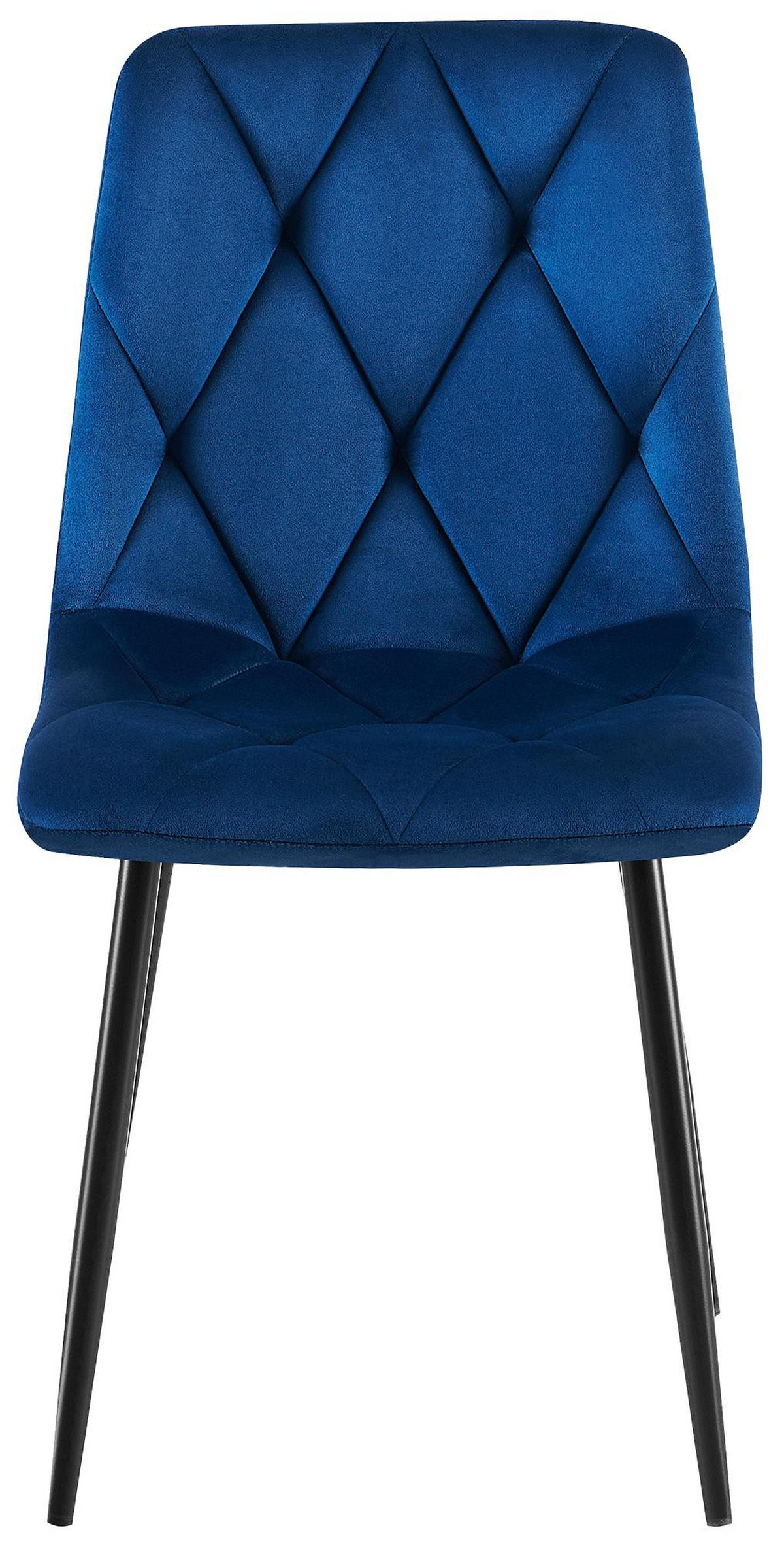STUHL 2er Set Samt Dunkelblau - Schwarz/Dunkelblau, Textil/Metall (45/85/55cm) - CLP