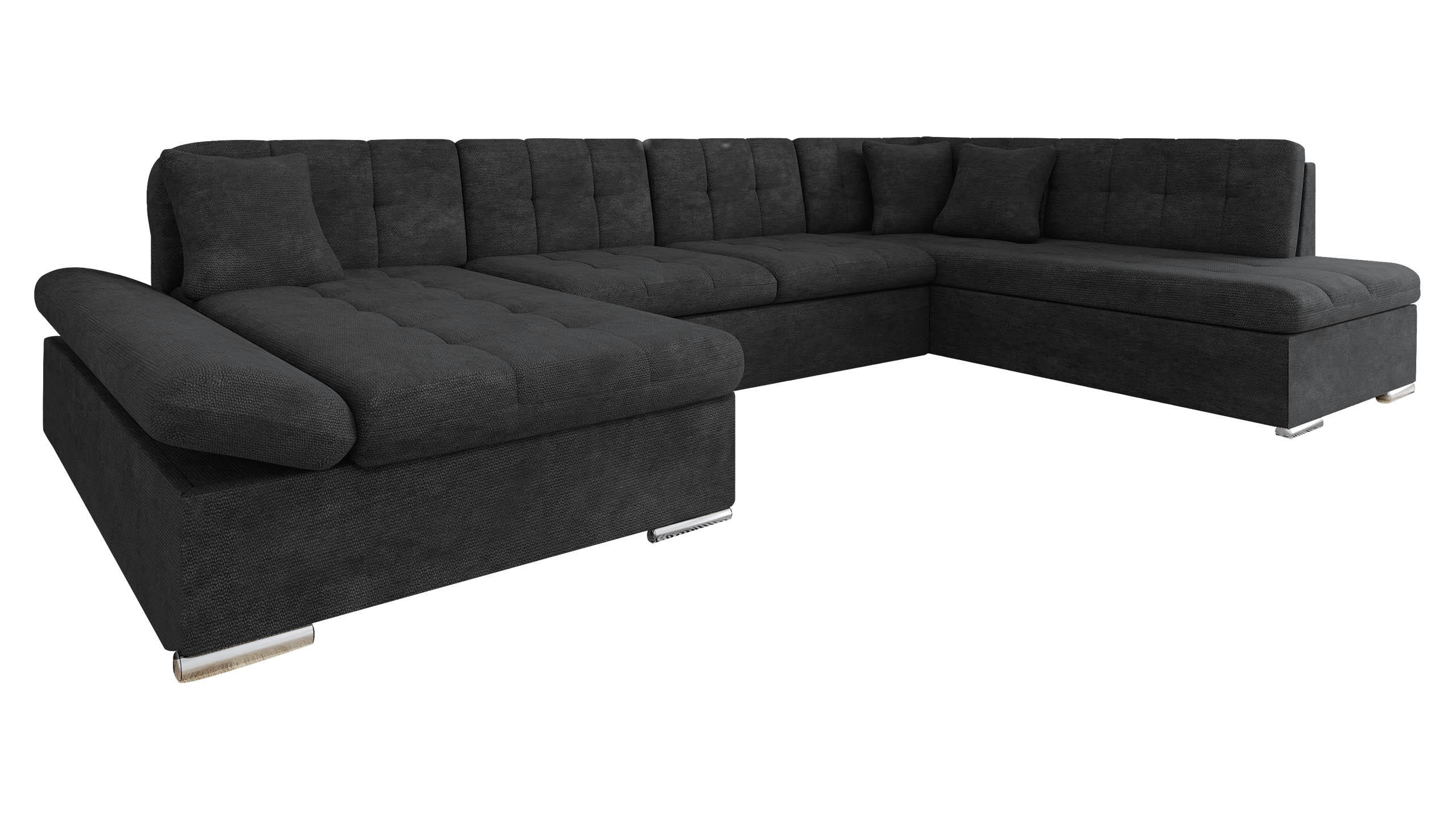 ECKSOFA Bergen, Seite: Links - Anthrazit/Silberfarben, Holz/Textil (345/76/205cm) - MIRJAN24