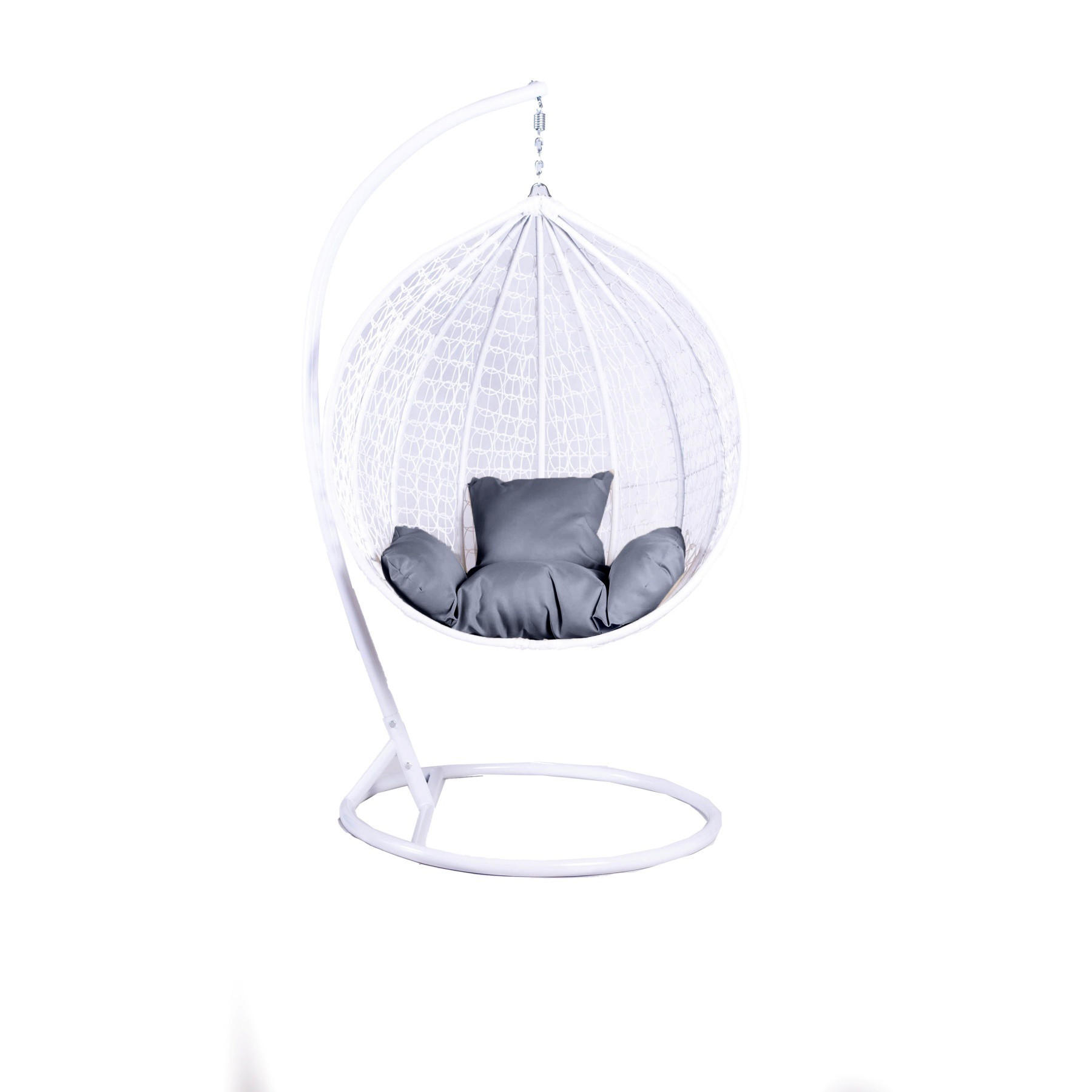 HÄNGESESSEL Cobe Weiß, Graphit Kissen, Garten Hängesessel Kokon aus Technorattan - Graphitfarben/Weiß, Kunststoff/Metall (107/198/68cm) - Bettso