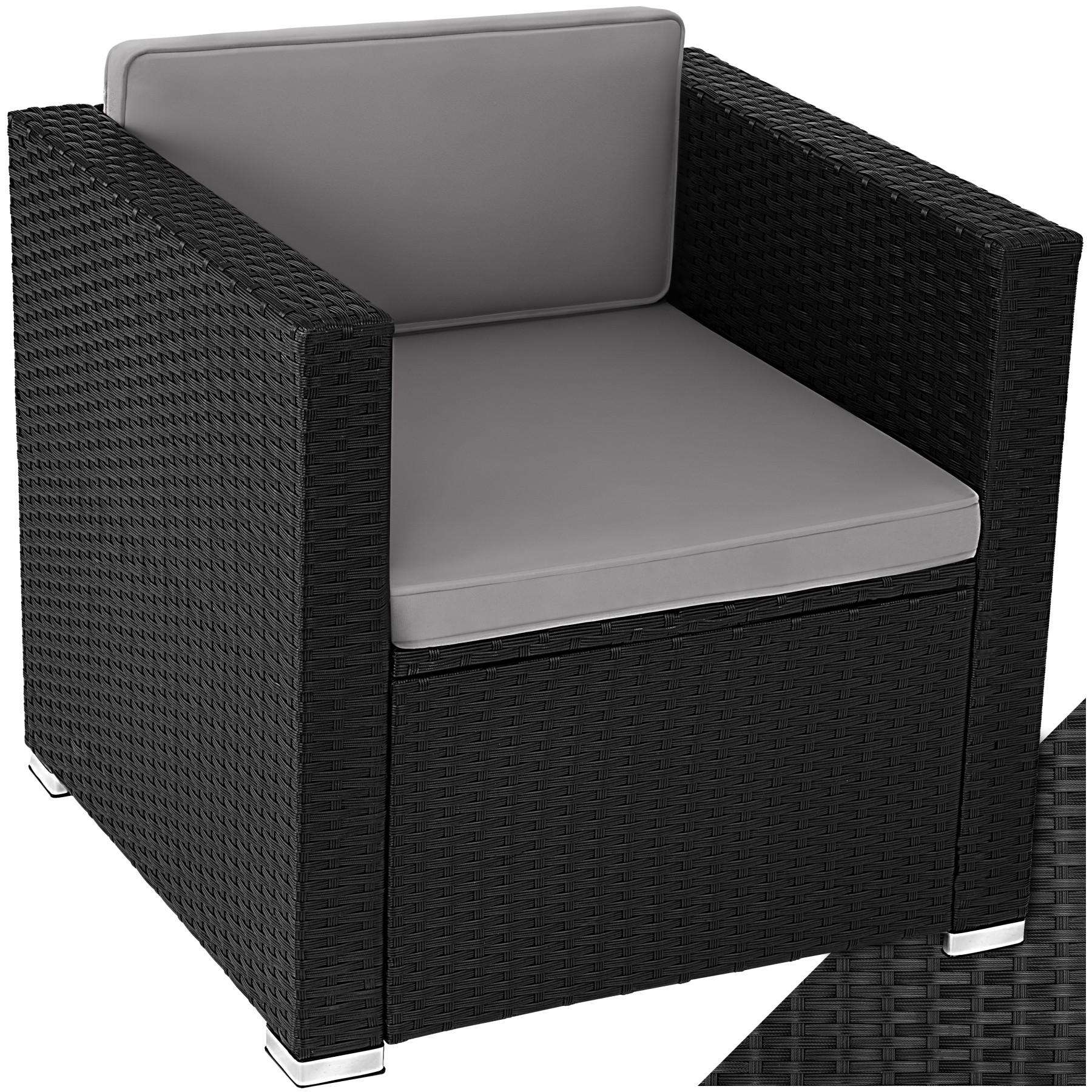 RATTANSESSEL Lignano,70 x 69 x 65cm,schwarz - Schwarz, Kunststoff (70/65/69cm) - tectake
