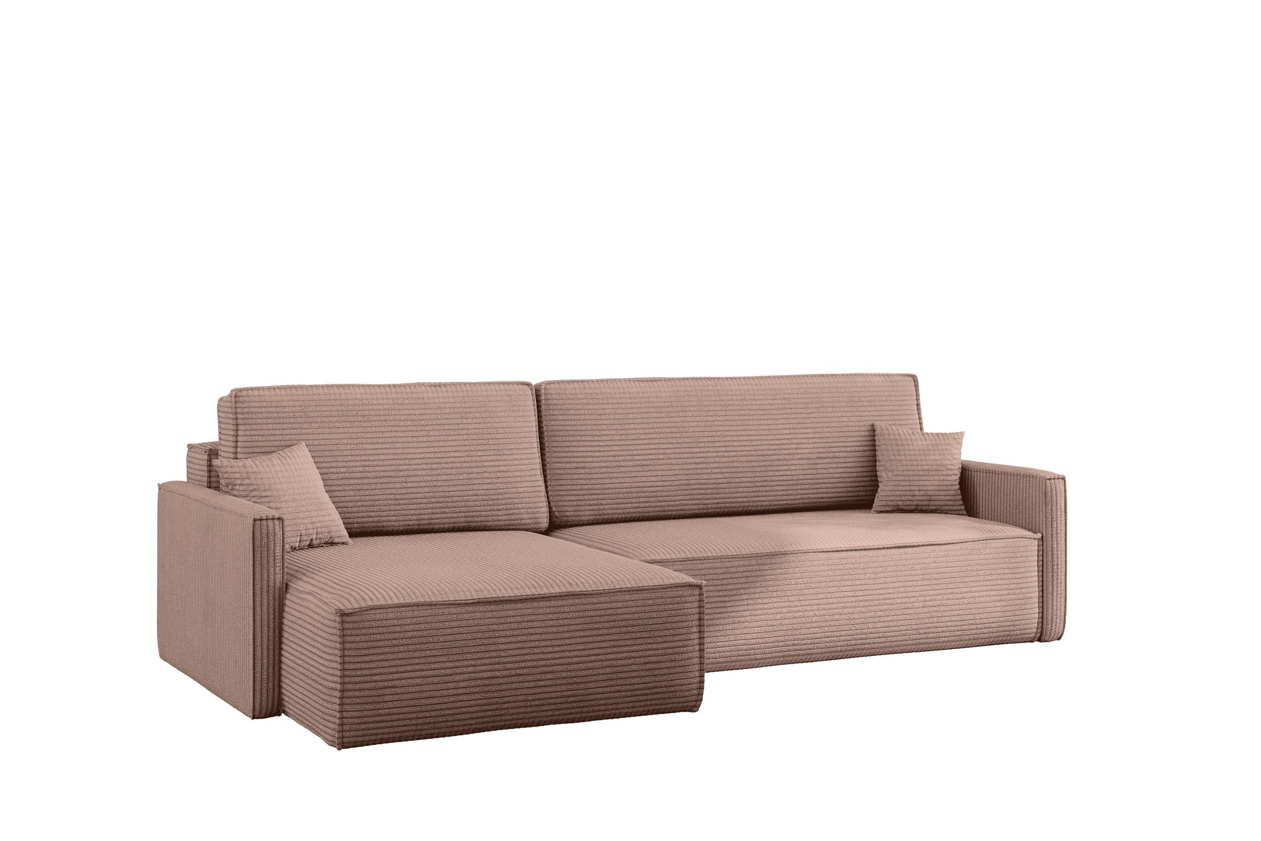 SCHLAFSOFA Carlos, Ecksofa L-Form mit schlaffunktion und bettkasten Stoff Poso Rosa Links - Rosa, Holz (142/83/250cm) - Kaiser Möbel