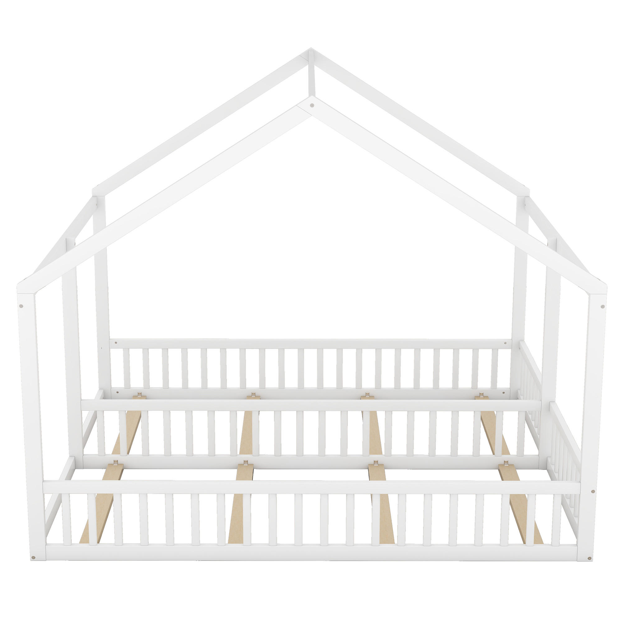 EINZELBETT 90/200 cm Weiß, im Hausdesign, 2-in-1-Bett für Kinder und Jugendliche - Weiß, Holz