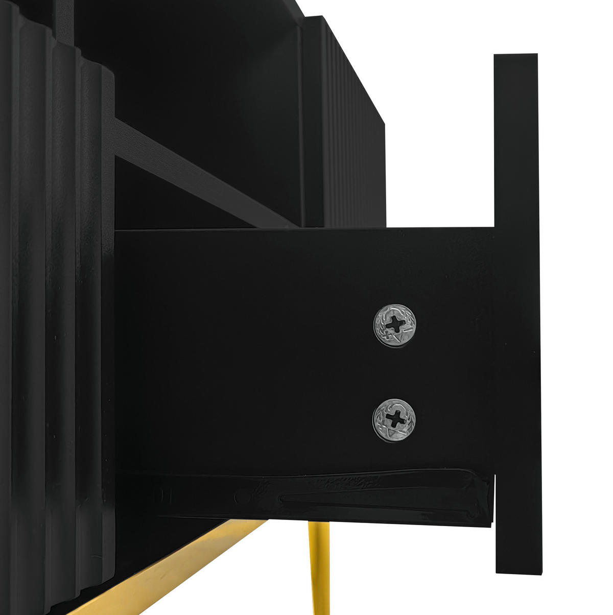 LOWBOARD 165/36/55 cm Schwarz und Gold aus Spanplatte mit griffloser Türöffnung - Schwarz, Holzwerkstoff (36/55/165cm) - OKMYHOME