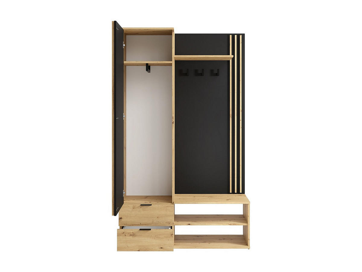GARDEROBE - 120cm x 40cm - Holzspan - schwarz, naturfarben hell - JANAKIA - Schwarz, Holz (120/201/40cm) - Vente-Unique