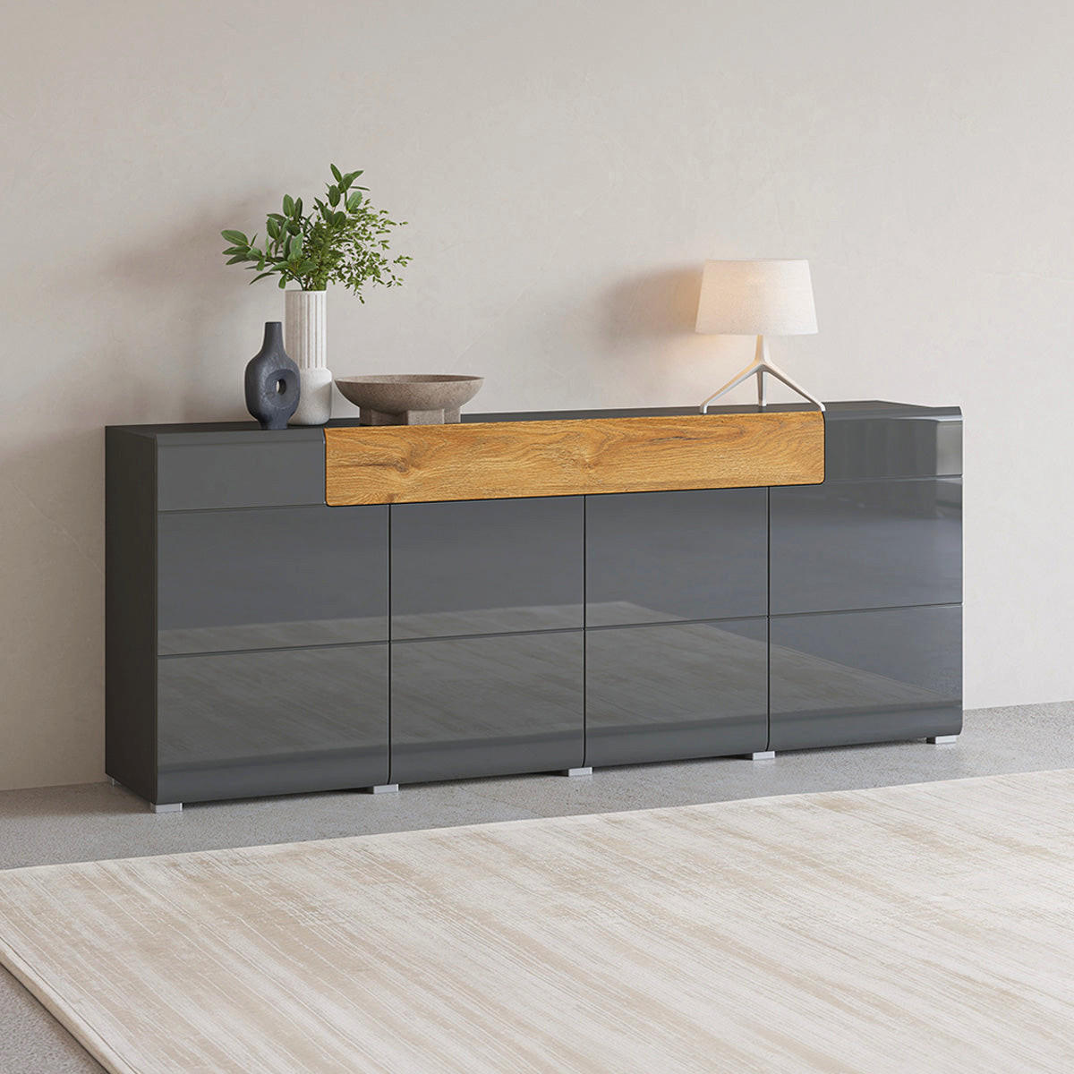 SIDEBOARD Jules Grau und Holz - Grau, Holzwerkstoff (208/82/39cm) - Petits-meubles