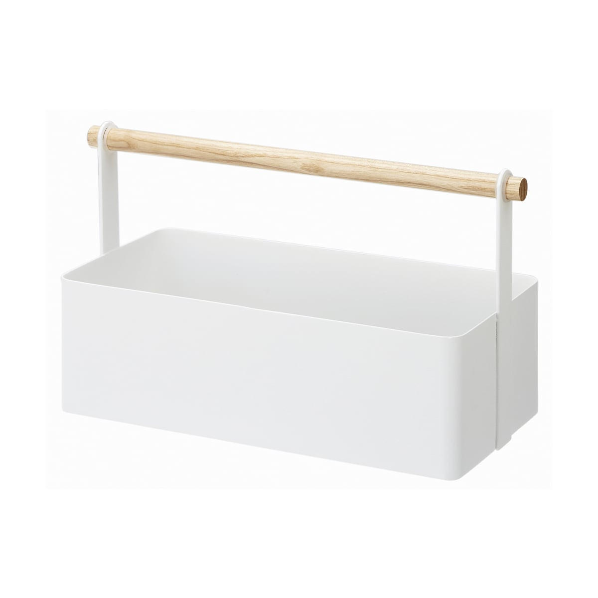 AUFBEWAHRUNGSKORB aus weißem Metall mit Holzgriff - L29 cm - Weiß, Metall (13/16/14cm) - Yamazaki