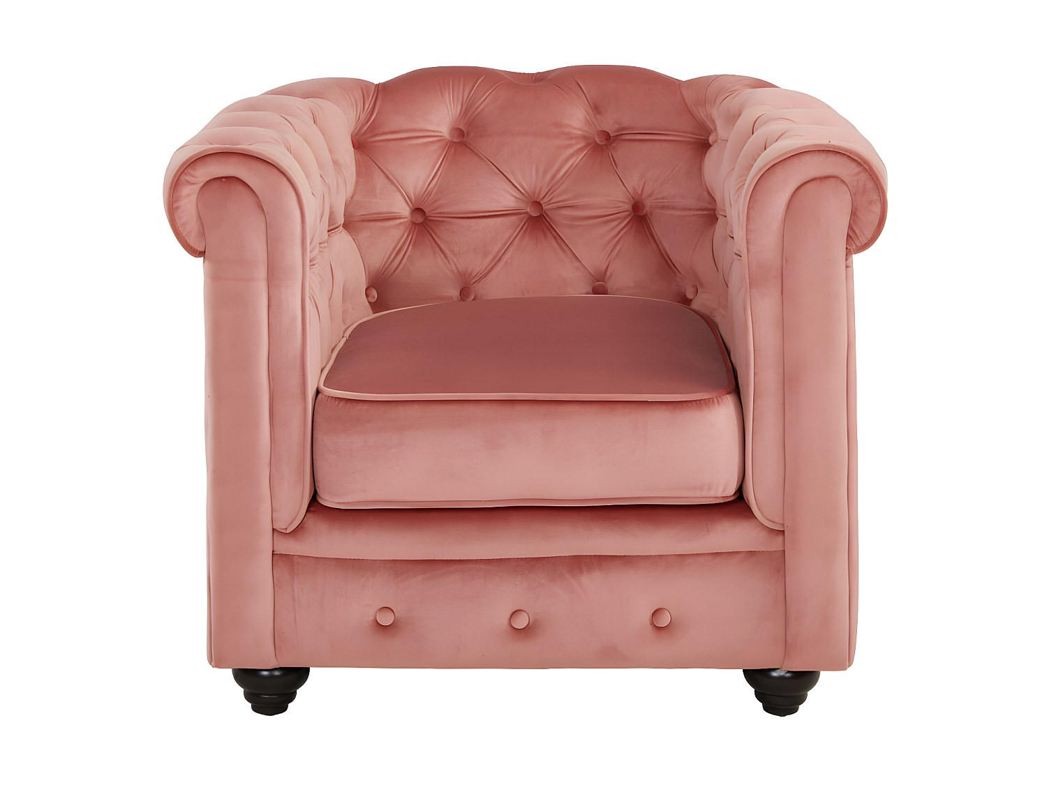 SESSEL mit gerader Rückenlehne - 1 Person - Samt, Stoff - Puderrosa - - Hellrosa, Textil (85/72/78cm) - Vente-Unique