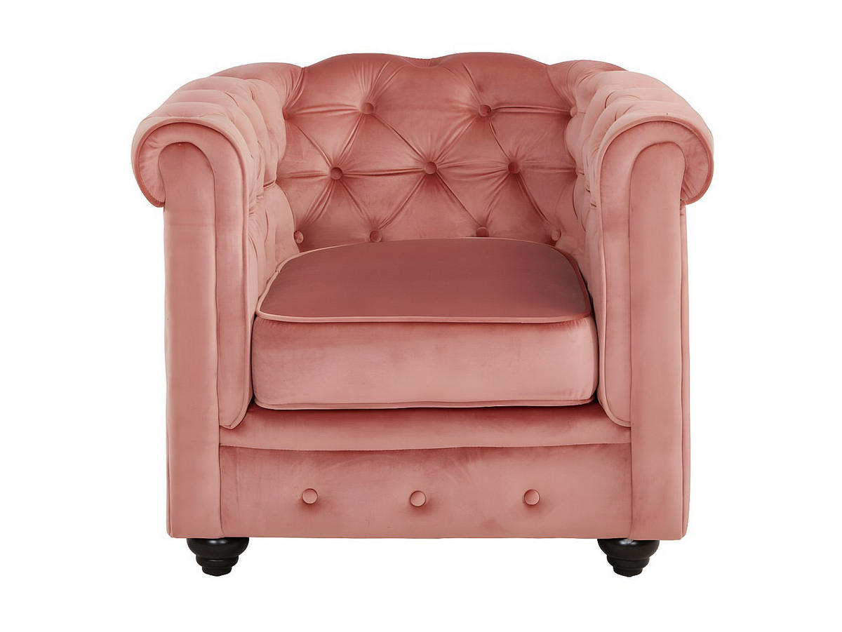 COUCHGARNITUR 3+1+1 - Samt - Rosa - CHESTERFIELD - Pink, Textil (88/72/205cm) - Vente-Unique