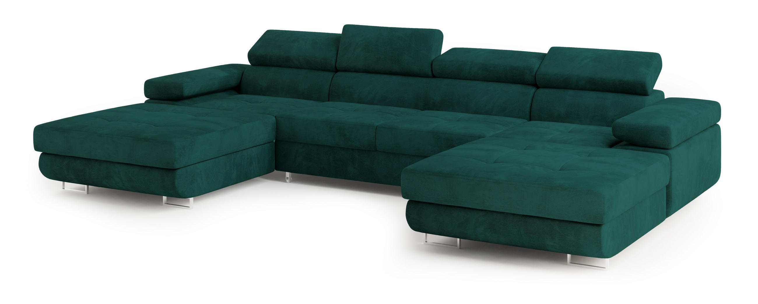 ROHOVÁ SEDAČKA LYKKE zelená barva - stříbrná/zelená barva, kov/dřevo (353/202cm) - MASSENO