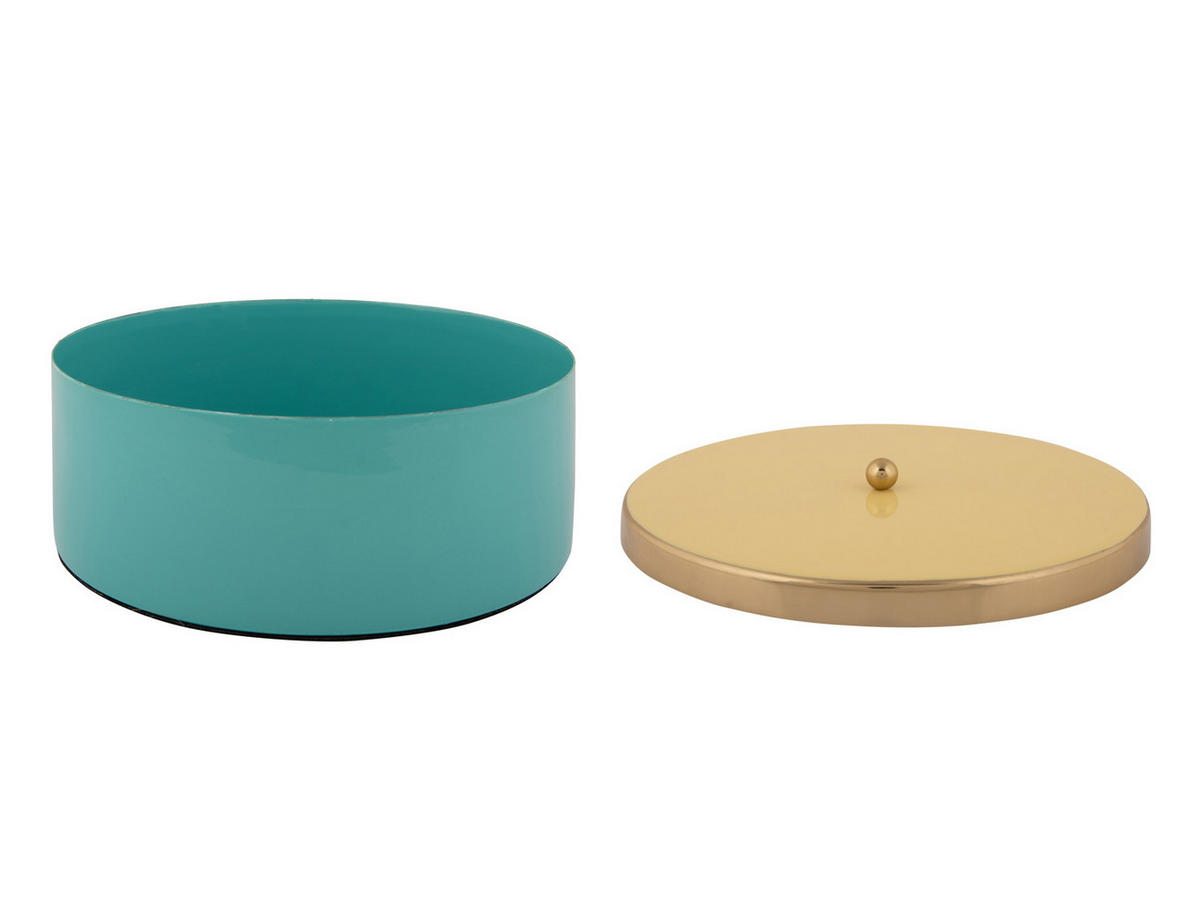 AUFBEWAHRUNGSBOX Double Funky 20/20/7 cm - Blau, Metall (20.5/7cm) - Present Time