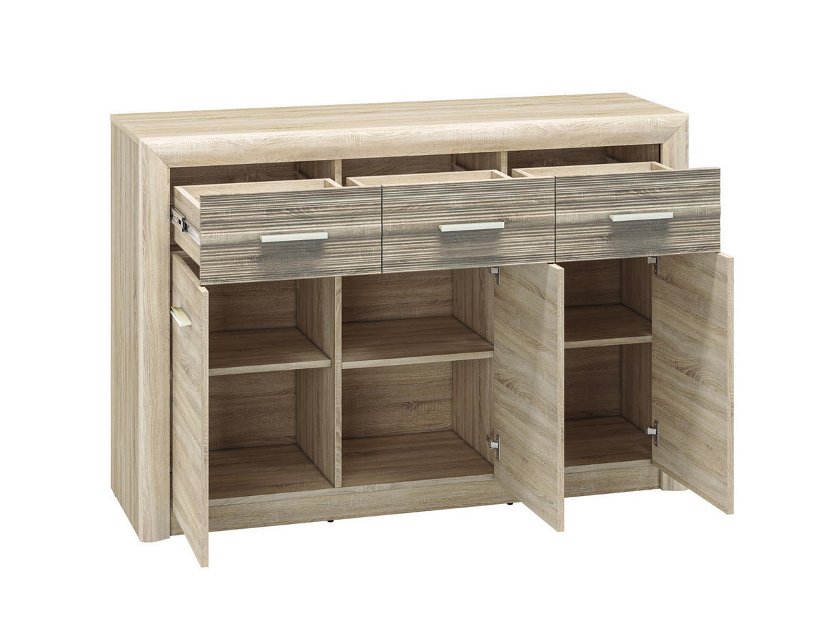 KOMMODE Castel Sonoma Eiche hell / Sonoma Eiche Trüffel 138 / 43 / 94cm - Braun/Sonoma Eiche, Holz/Holzwerkstoff (138/94/42cm) - Feldmann-Wohnen