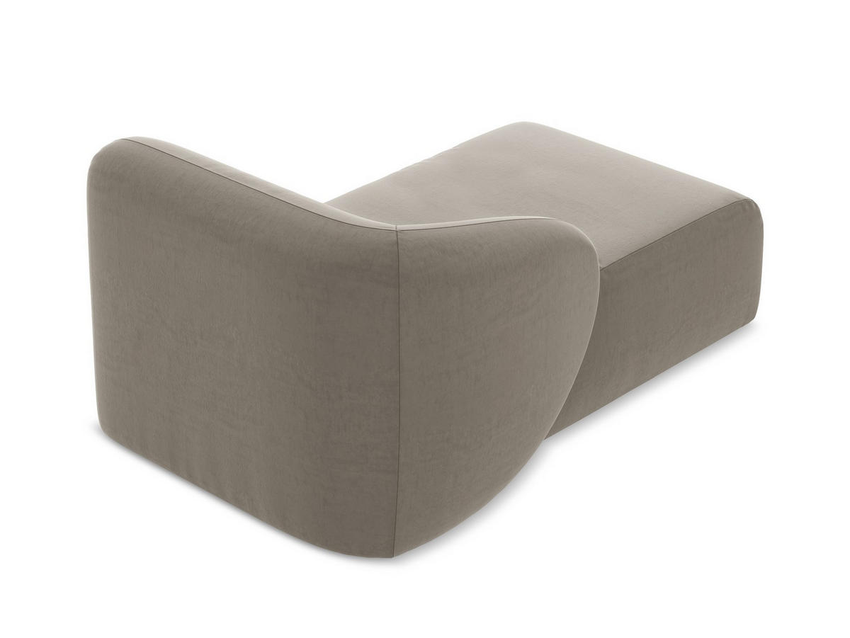 SOFAELEMENT Links Samt Stoff Grau - Taupe/Schwarz, Holzwerkstoff/Kunststoff (91/75/166cm) - Makamii