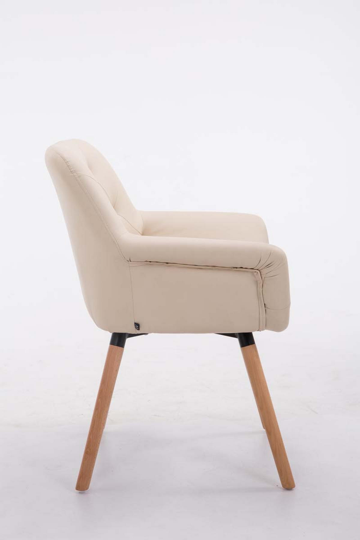 ARMLEHNENSTUHL Lederlook creme - Eukalyptusholzfarben/Creme, Holz/Textil (67/83/60cm) - CLP