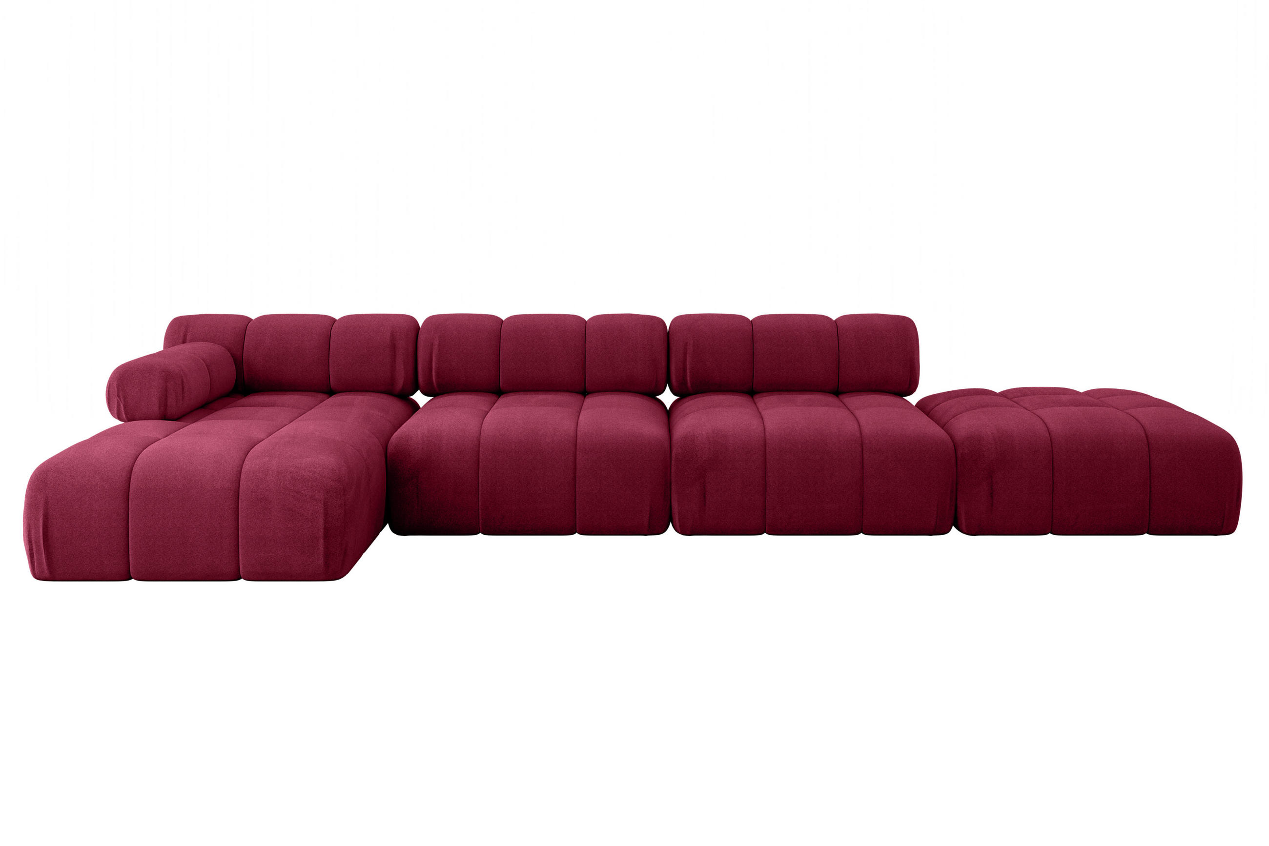 ECKSOFA modulares Sofa Lizur-L2 - 380x160x70 cm Bordeauxrot Velours - Bordeaux, Holzwerkstoff/Textil (380/160cm) - ALTDECOR