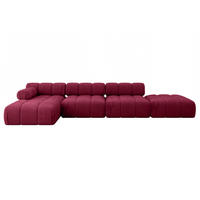ECKSOFA modulares Sofa Lizur-L2 - 380x160x70 cm Bordeauxrot Velours - Bordeaux, Holzwerkstoff/Textil (380/160cm) - ALTDECOR