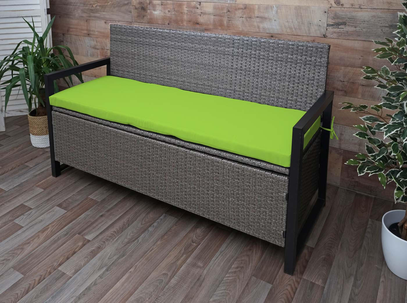 POLY-RATTAN 3ER SITZBANK Grau, Grün - Grau/Grün, Kunststoff (164/87/57cm) - MCW
