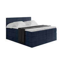 BOXSPRINGBETT mit Matratze H3|H4 und Lattenrost - TOLO KING 200x200 Cord - Dunkelblau - Dunkelblau, Holzwerkstoff (200/200cm) - ALTDECOR