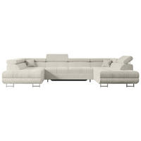 WOHNLANDSCHAFT mit Schlaffunktion und Bettkasten GUSA-U 342x202x107 cm Hellgrau Cord - Silberfarben/Hellgrau, Holzwerkstoff/Textil (342/107/202cm) - ALTDECOR