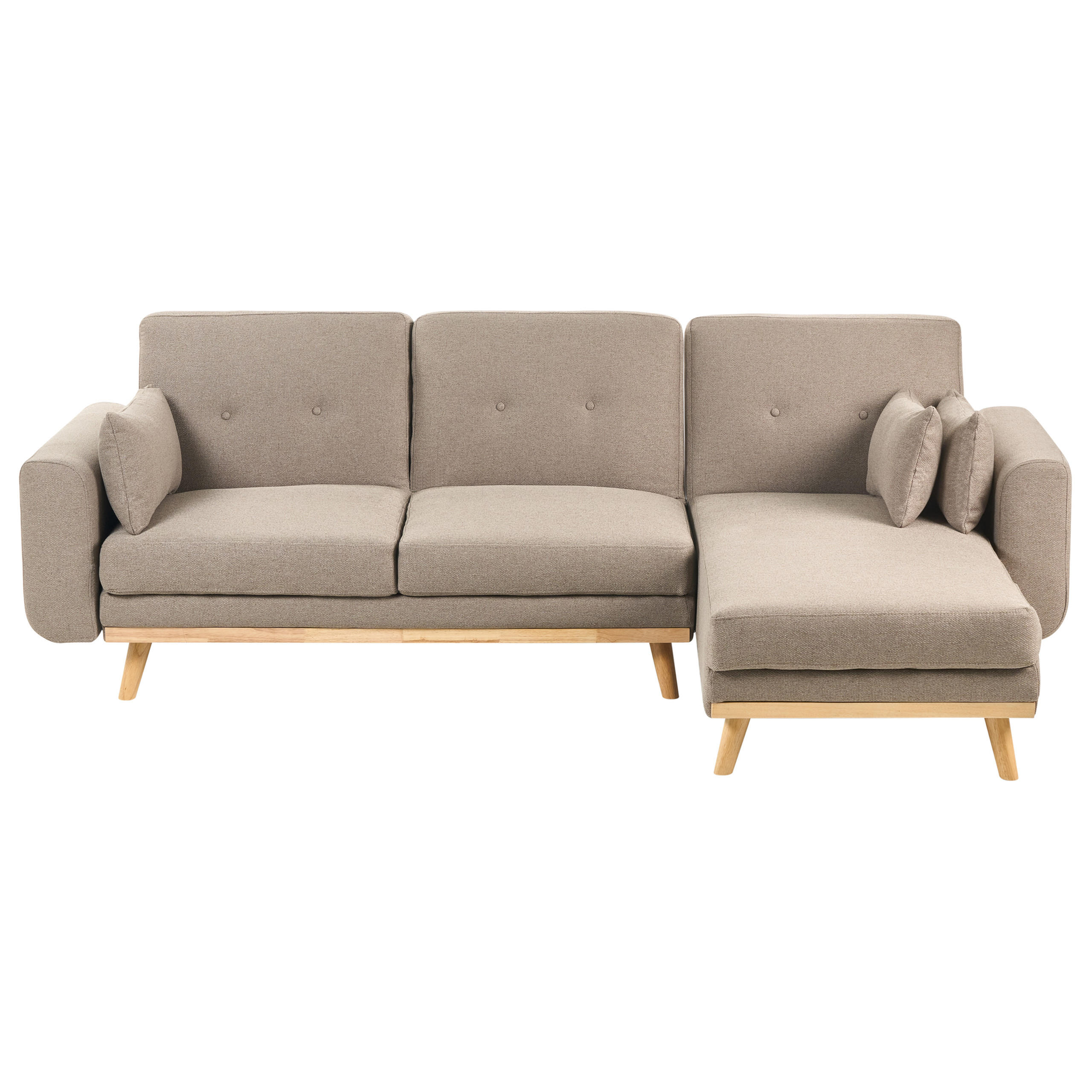 ECKSCHLAFSOFA 3-Sitzer Stoff Hellbraun linksseitig Kaarina - Hellbraun, Textil (260/152cm) - Beliani