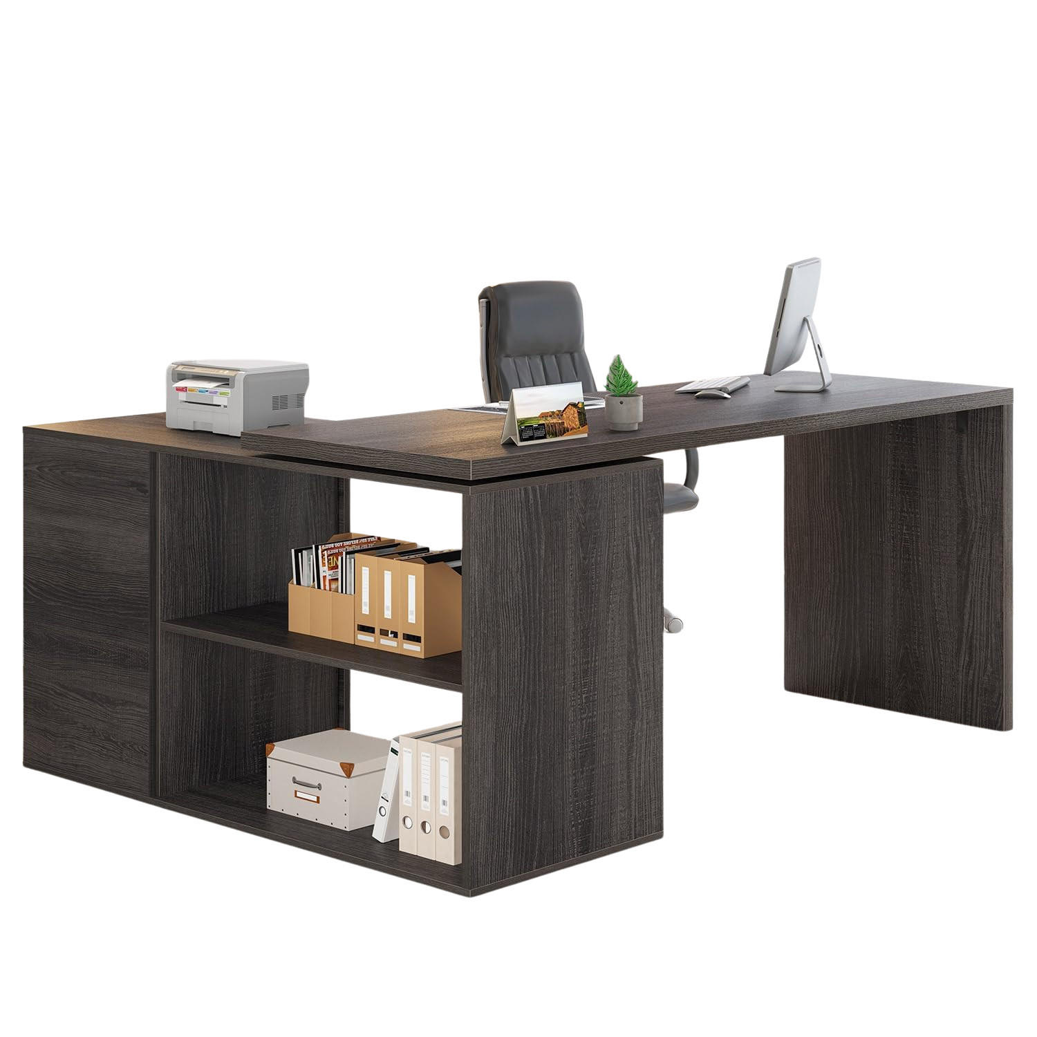 SCHREIBTISCH mit Schubladen flexibel 140 x 50 x 76 cm - Dunkelgrau, Holzwerkstoff/Metall (50/140/76cm) - Quality Elegance